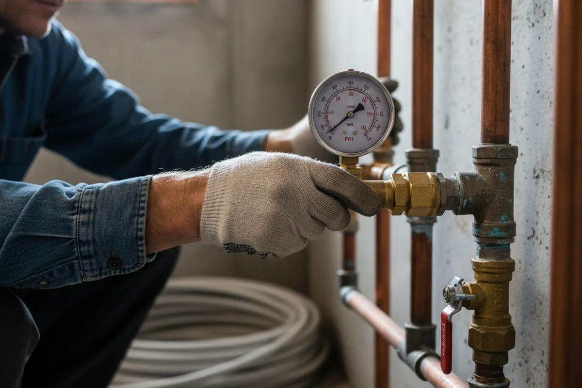 Pressure testing a repaired line during Water Line Repair in Holden